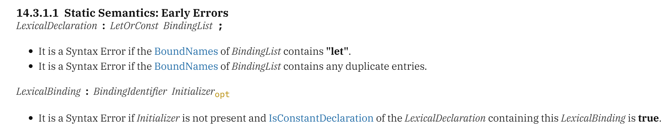 Double let specification screenshot