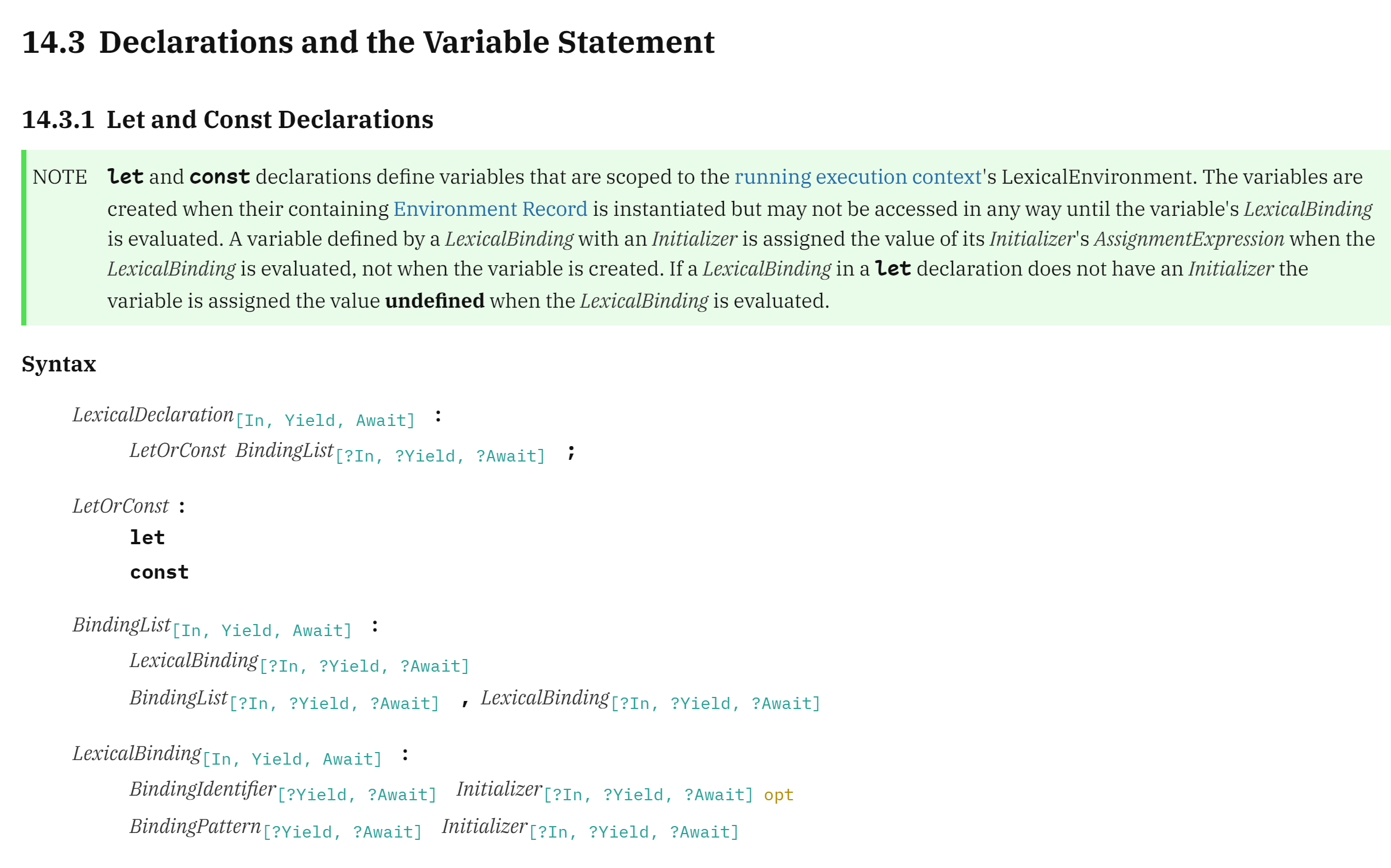 Let and Const Declarations